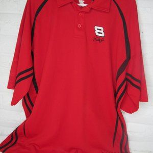 Chase Authentics Nascar Dale JR#8 Budweiser Polo Shirt Red blk Striped Men 2XL